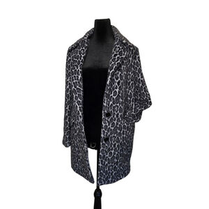 Women's LOVE TOKEN Leopard Print Jacket S Black White